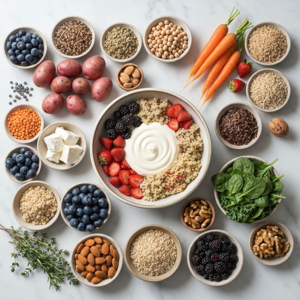 Diverse whole foods arrangement